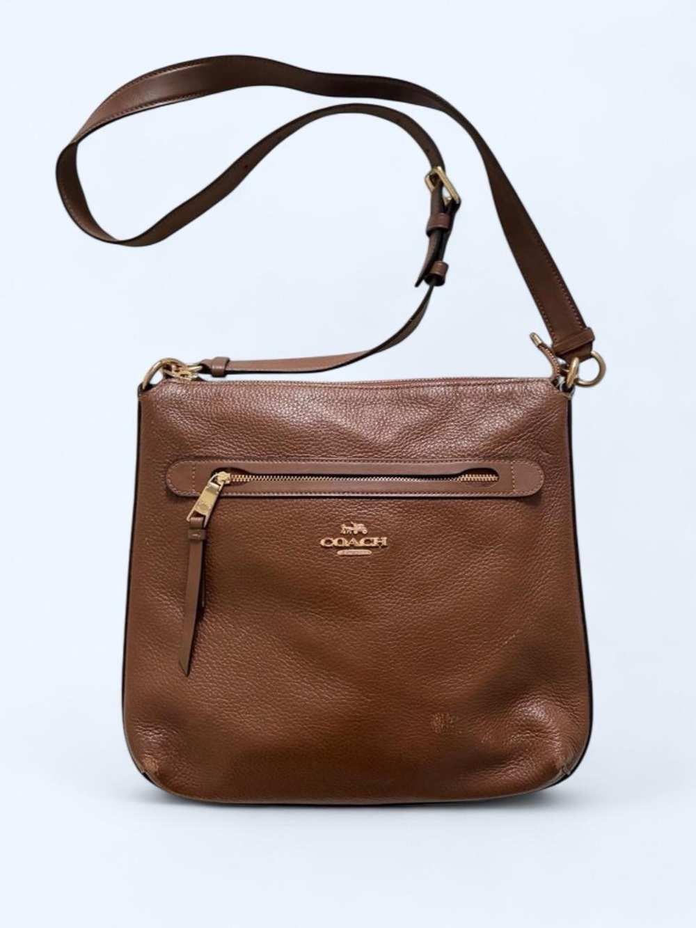 Coach Brown Leather Crossbody Bag with Gold Hardware